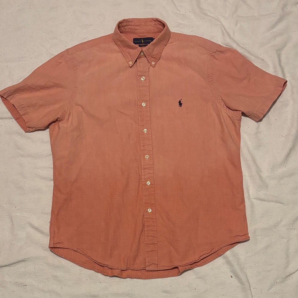 Ralph Lauren Men's Orange Large Short Sleeve Shirt